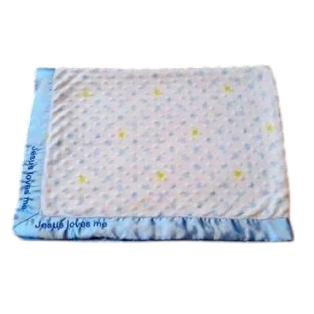 Itty Bitty Blue Jesus Loves Me Minky Baby blanket